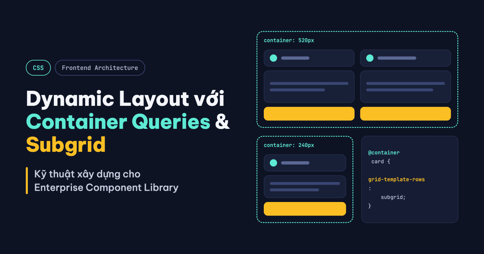 Kỹ thuật Xây dựng Dynamic Layout với CSS Container Queries và Subgrid cho Enterprise Component Library