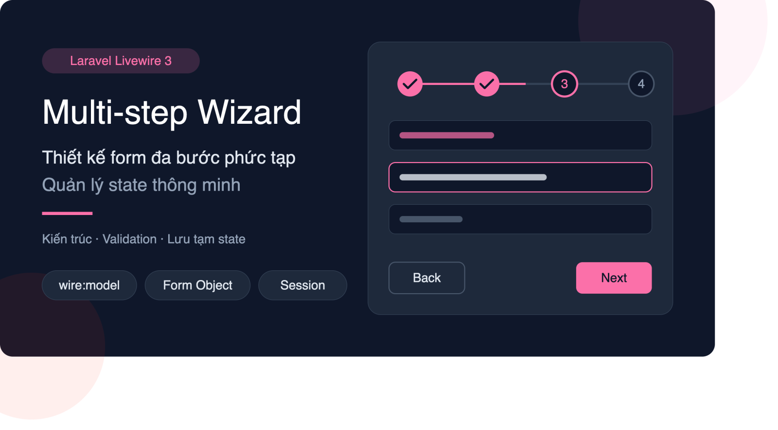 Kỹ thuật Thiết kế Hệ thống Form Đa bước (Multi-step Wizard) Phức tạp và Quản lý State thông minh trong Laravel Livewire 3