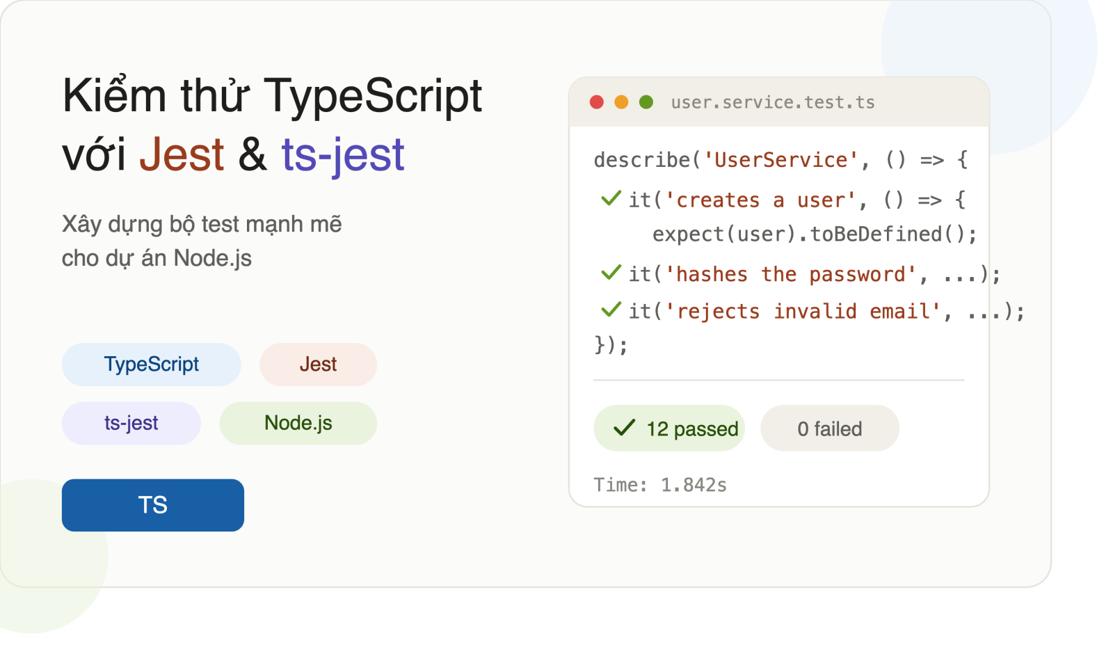Kiểm thử TypeScript với Jest và ts-jest: Xây dựng bộ test mạnh mẽ cho dự án Node.js